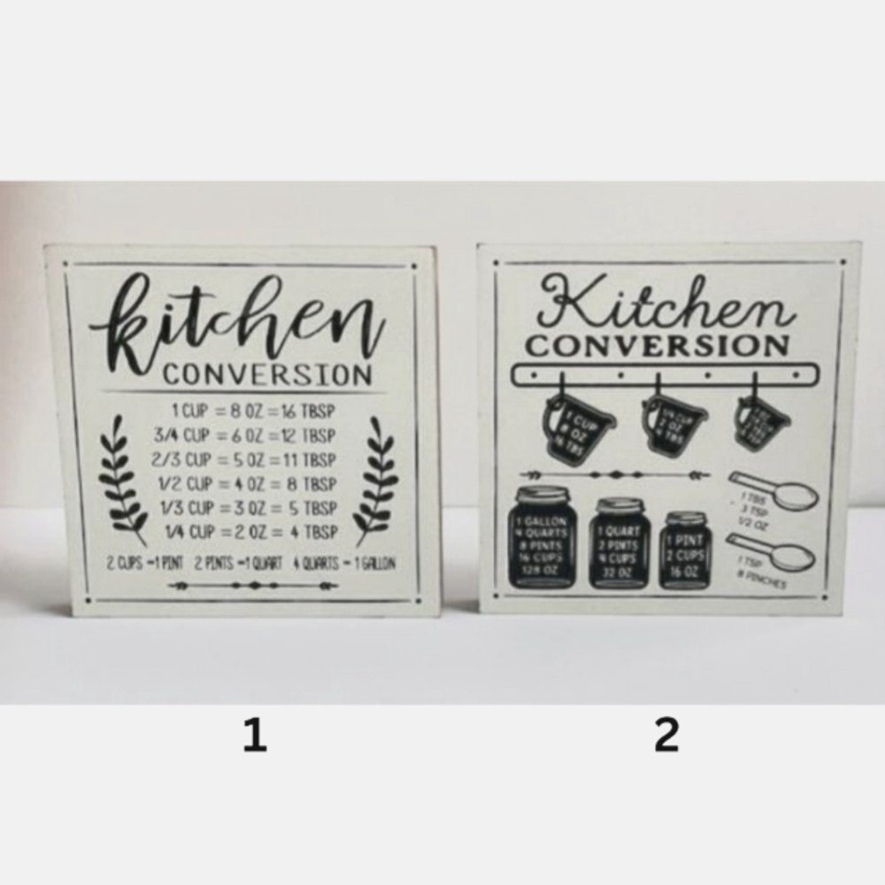 Rustic Kitchen Wooden Block Signs for Kitchen Measurement Conversations